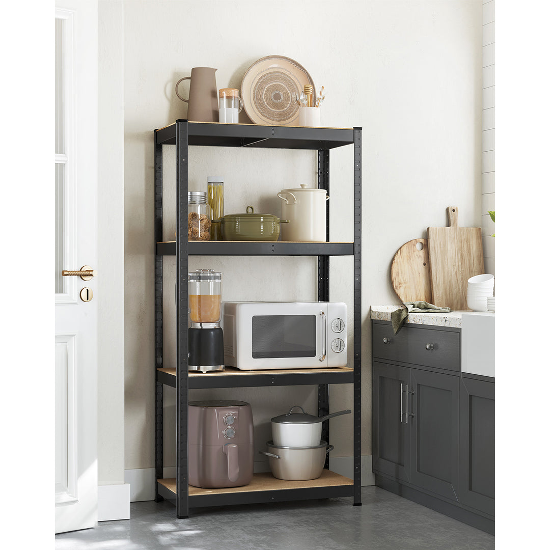 4-Tier Shelving Unit with 520 kg Capacity Black