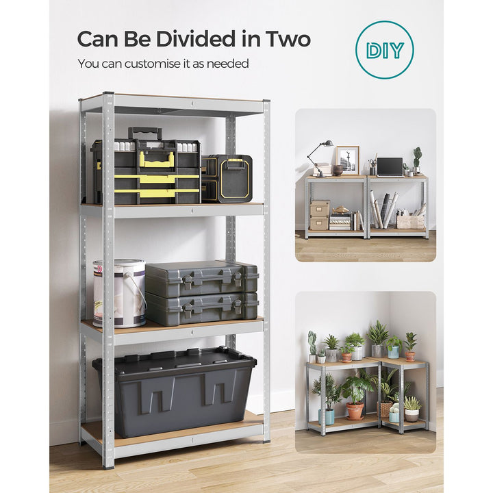 4-Tier Shelving Unit with 520 kg Capacity Silver