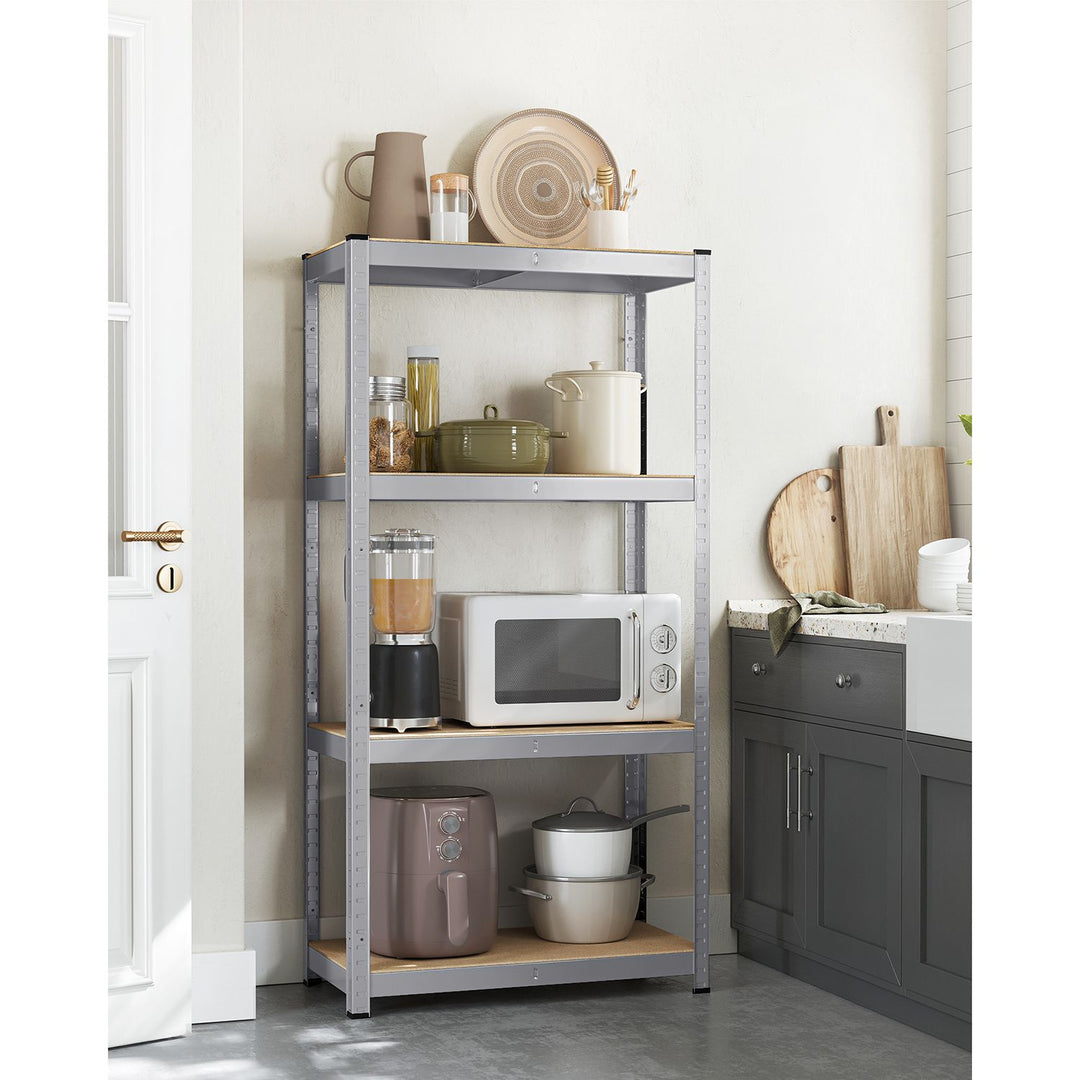 4-Tier Shelving Unit with 520 kg Capacity Silver