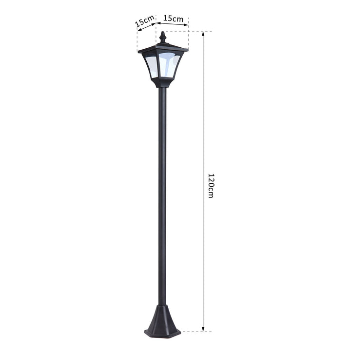 Outdoor Solar Powered Post Lamp Sensor Dimmable LED Lantern Bollard Pathway 1.2M Tall – Black