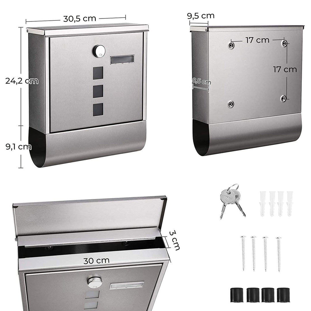 Wall-Mounted Stainless Steel Mailbox