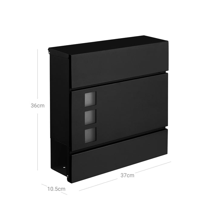 Black Wall-mounted Mail Box with Lock
