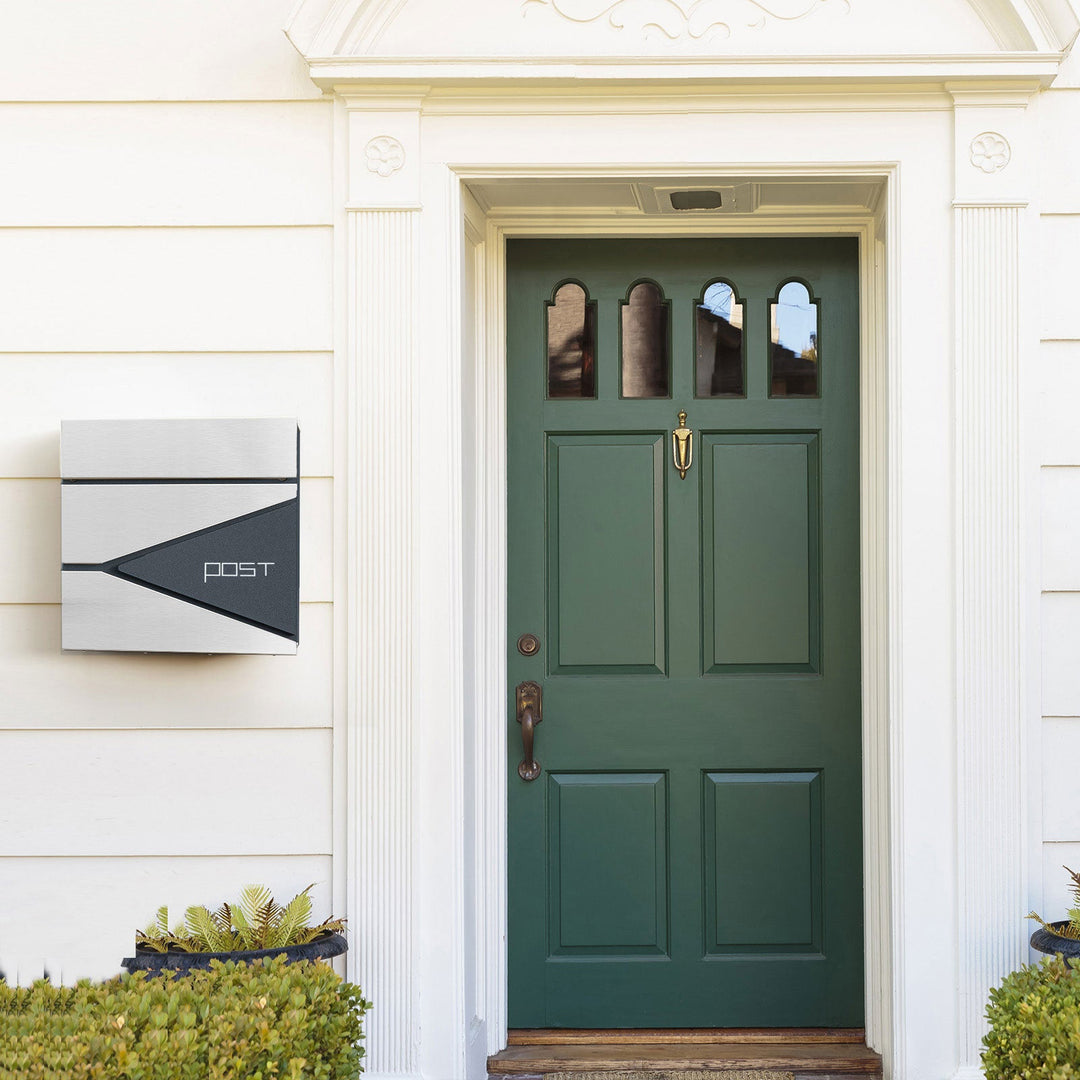 Lockable Wall-Mounted Post Letter Box with Newspaper Holder