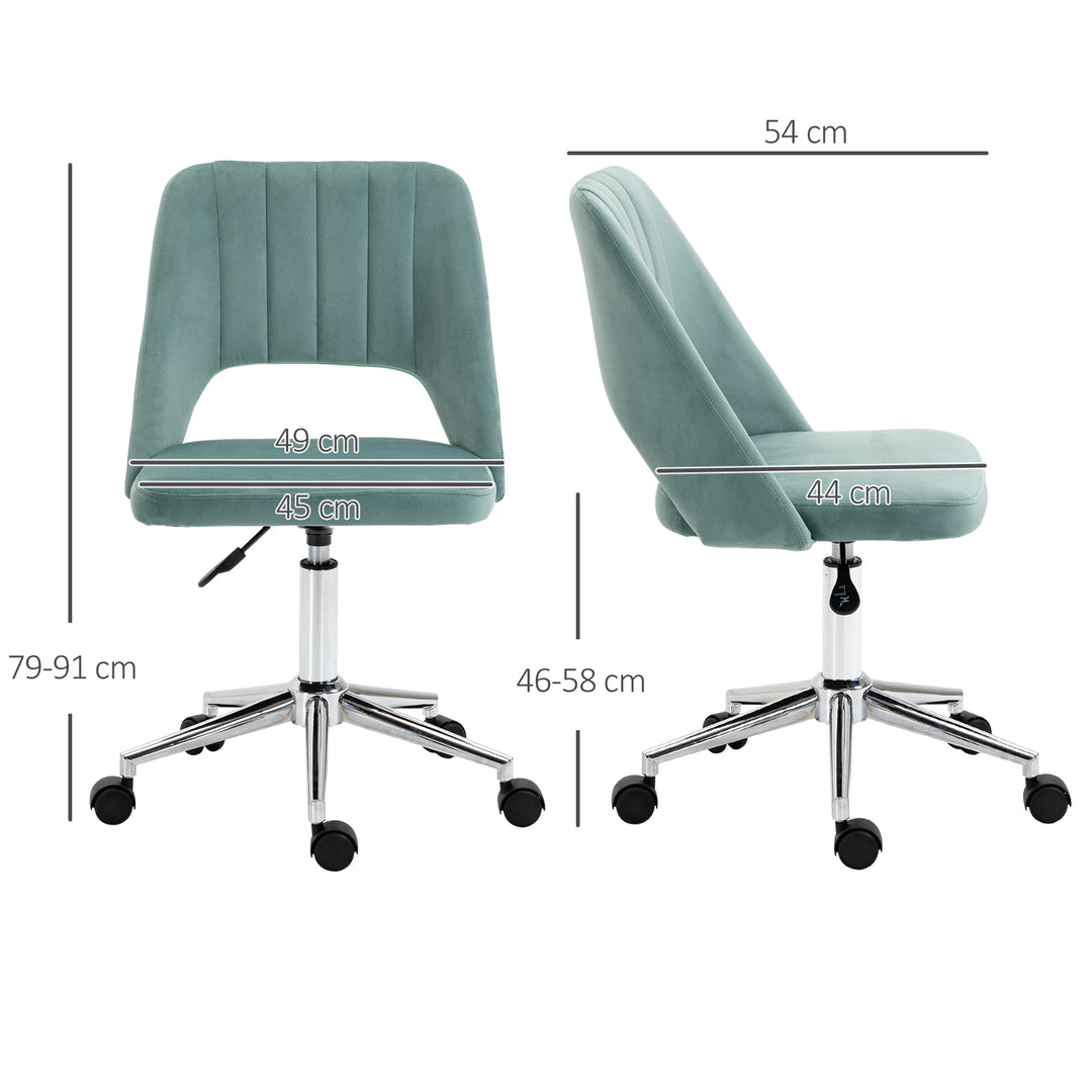 Vinsetto Mid Back Office Chair Velvet Fabric Swivel Scallop Shape Computer Desk Chair for Home Study Bedroom Green