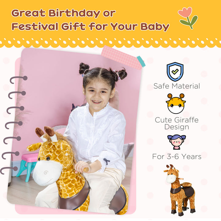 Riding Horse for Kids Ride On Giraffe Toy with Wheels Mechanical Rocking Pony Gift for 3-6 Years Girls Boys