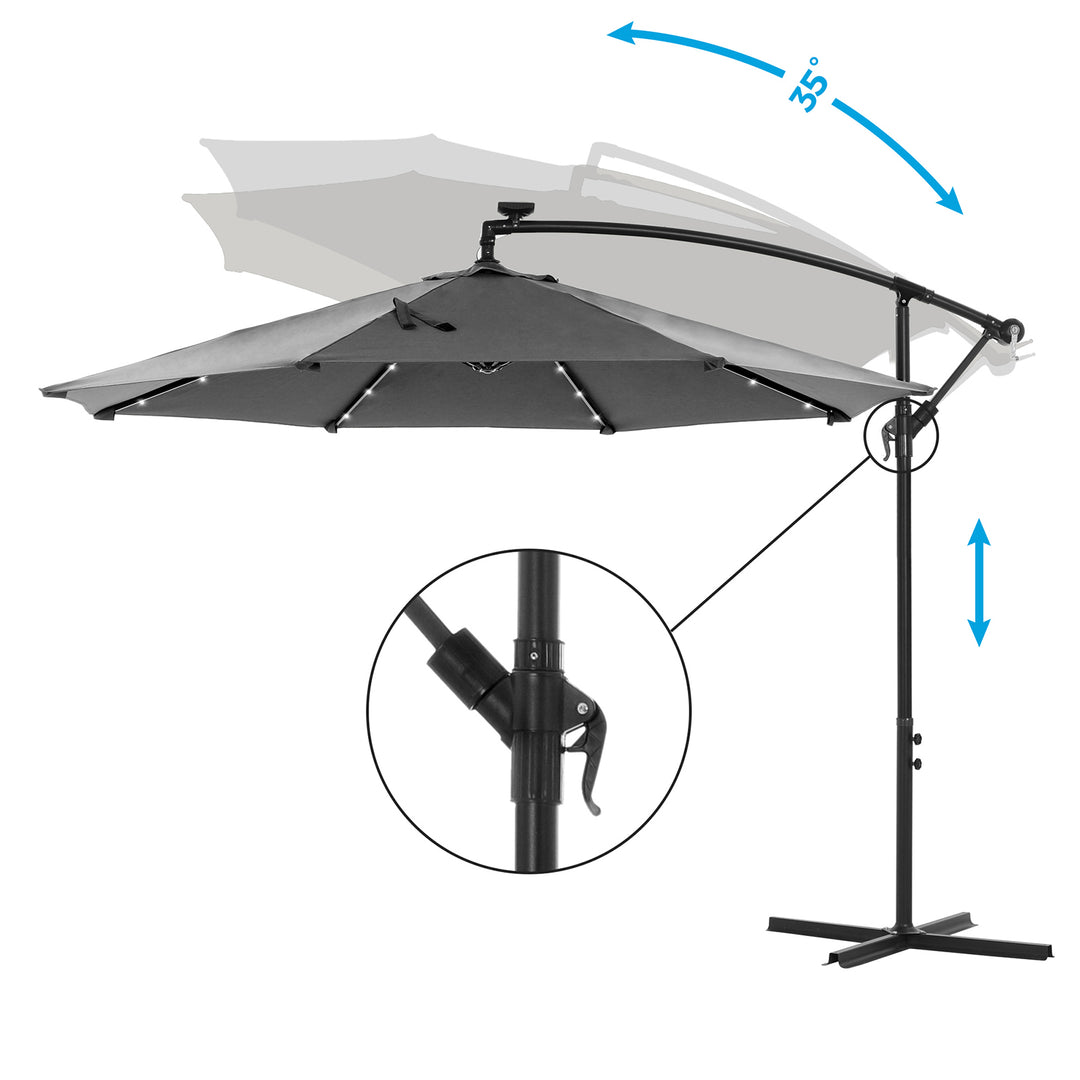 Grey Parasol Umbrella with LED Lights