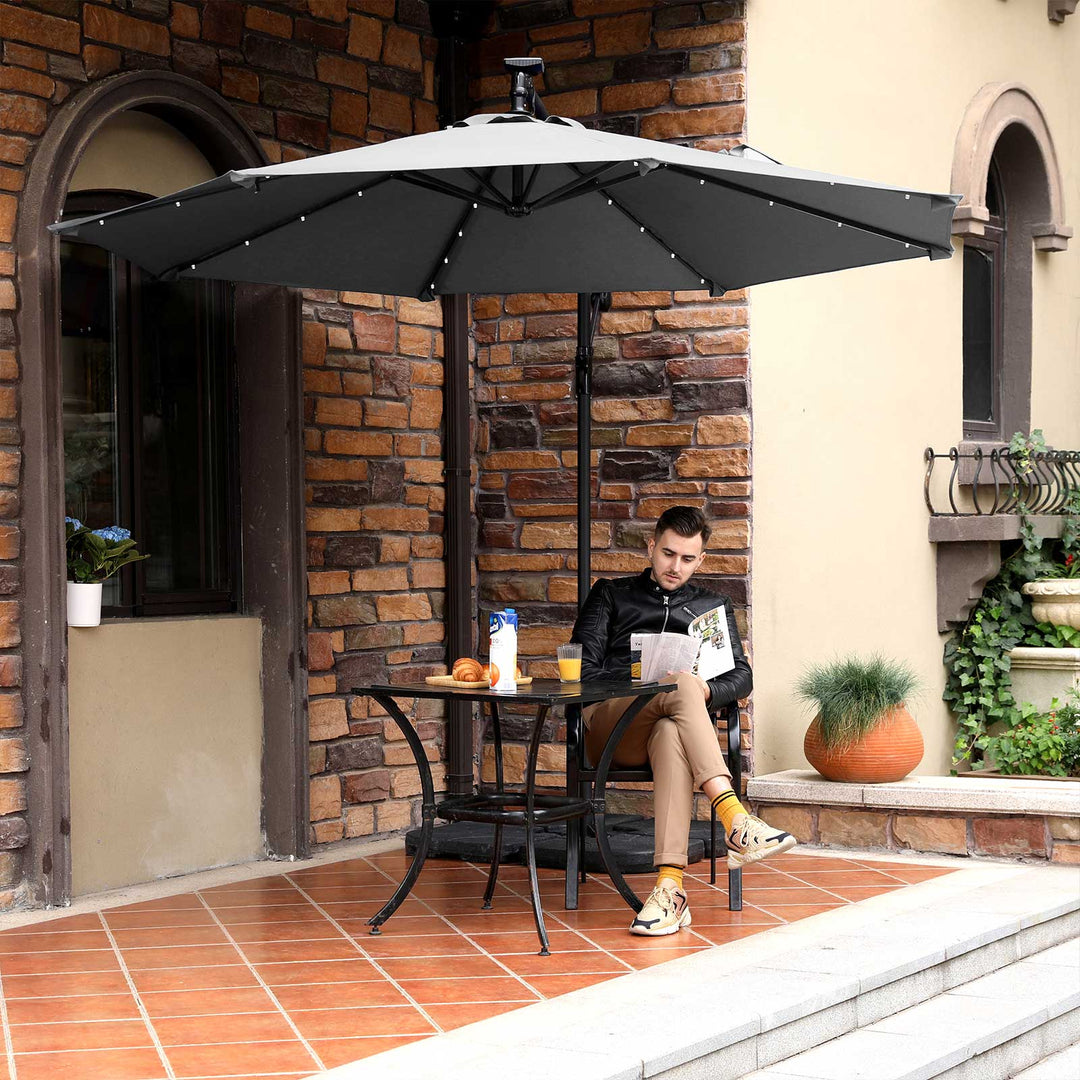 Grey Parasol Umbrella with LED Lights