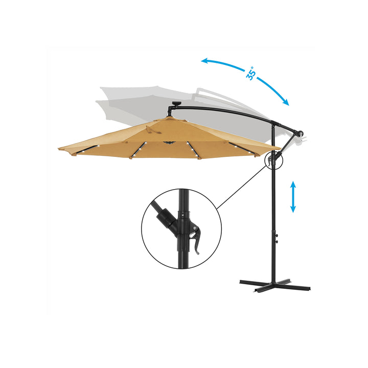 Taupe Parasol Umbrella with LED Lights