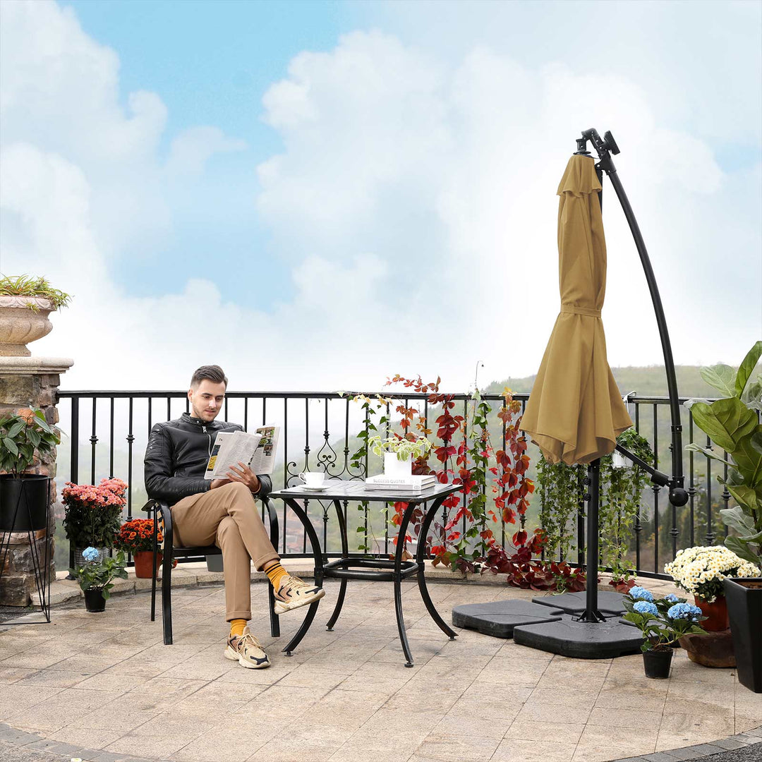 Taupe Parasol Umbrella with LED Lights