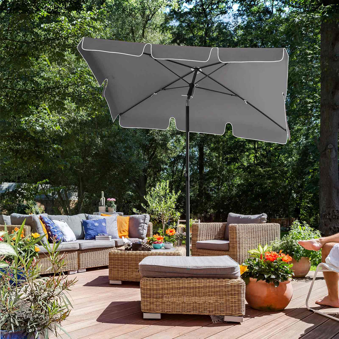 Grey Adjustable Rectangular Parasol Umbrella