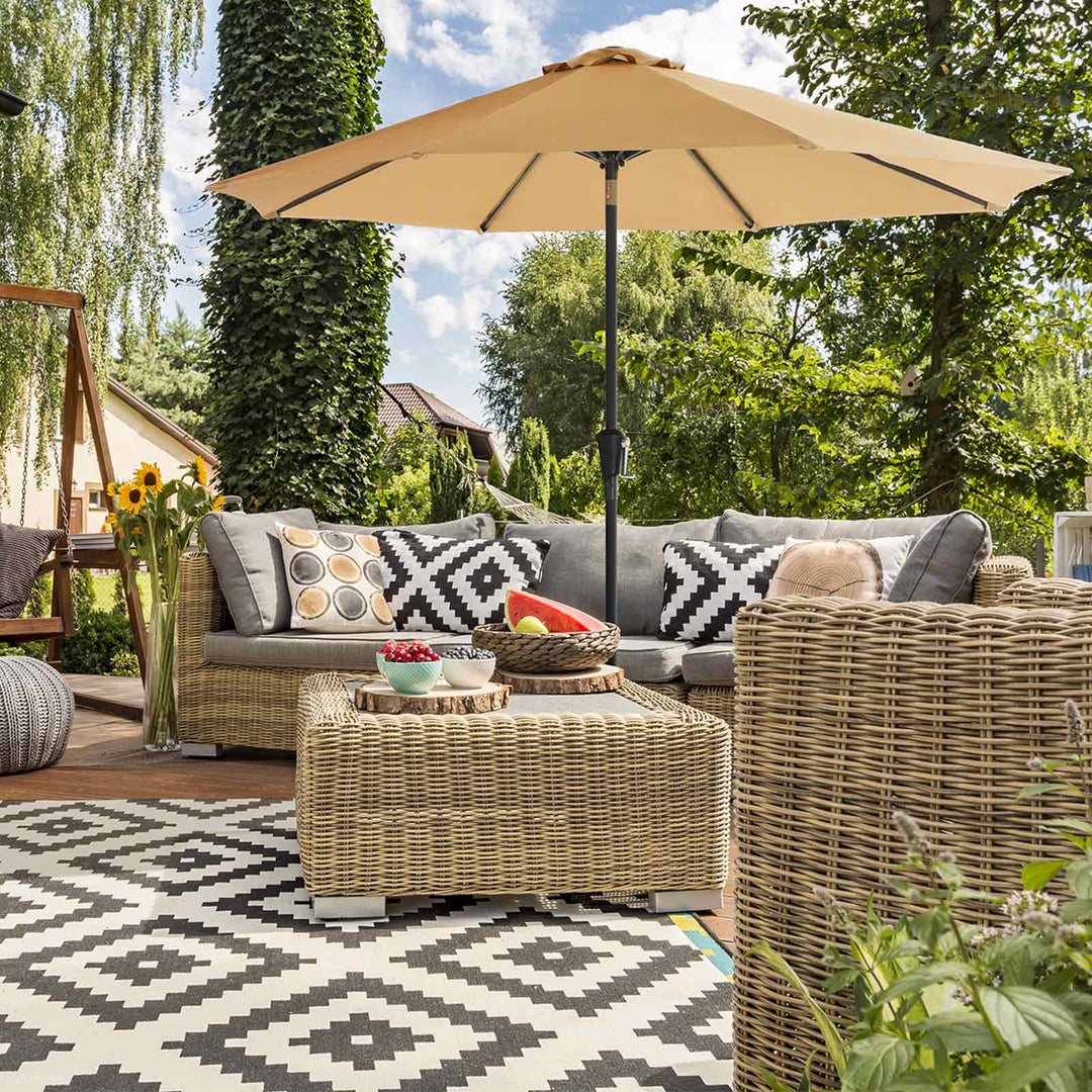 Beige Parasol with Air Vent for Patio