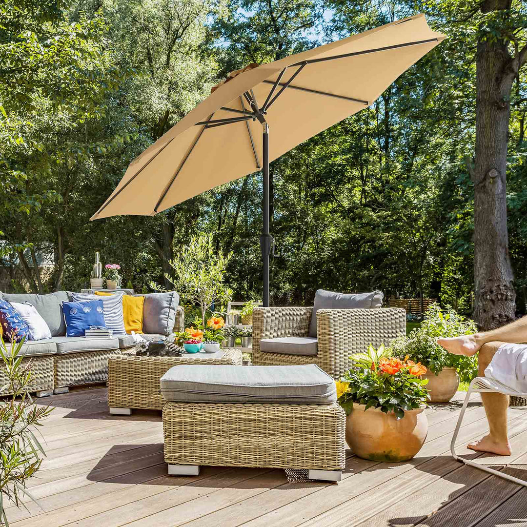 Beige Parasol with Air Vent for Patio