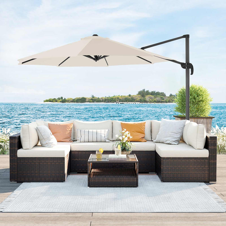 SONGMICS Beige Garden Patio Cantilever Parasol