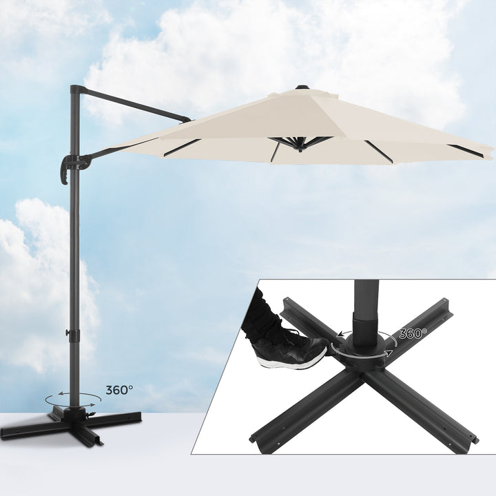 SONGMICS Beige Garden Patio Cantilever Parasol