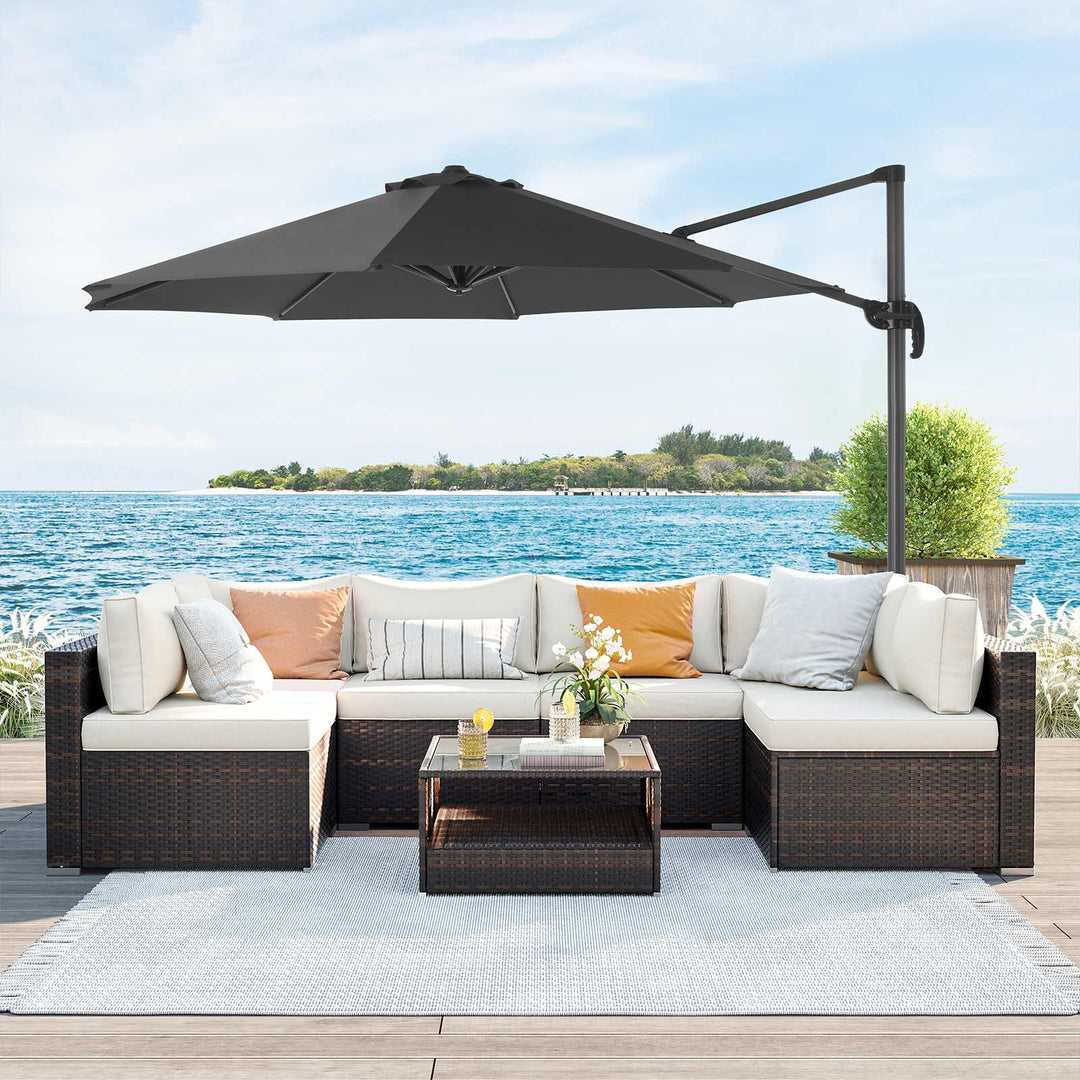 SONGMICS Grey Garden Patio Cantilever Parasol