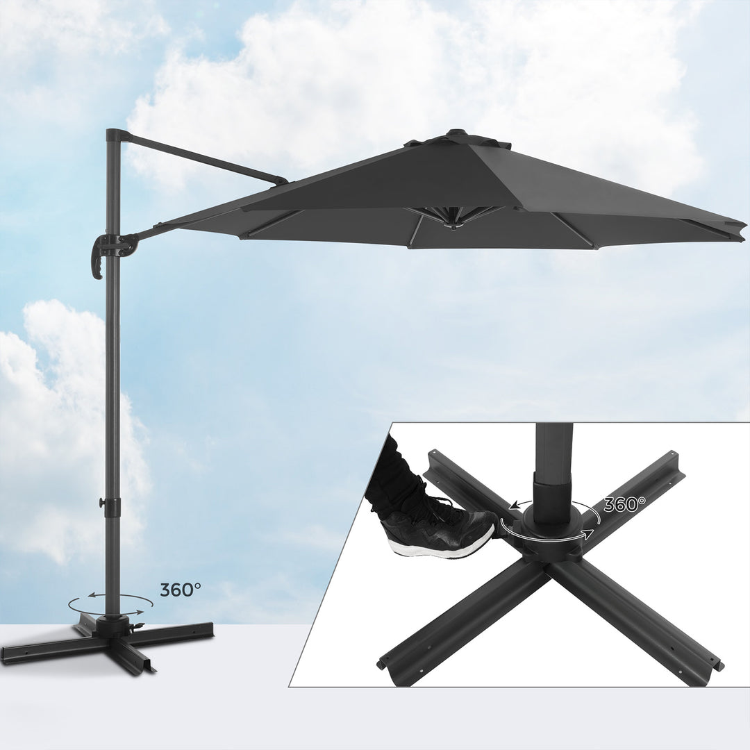 SONGMICS Grey Garden Patio Cantilever Parasol