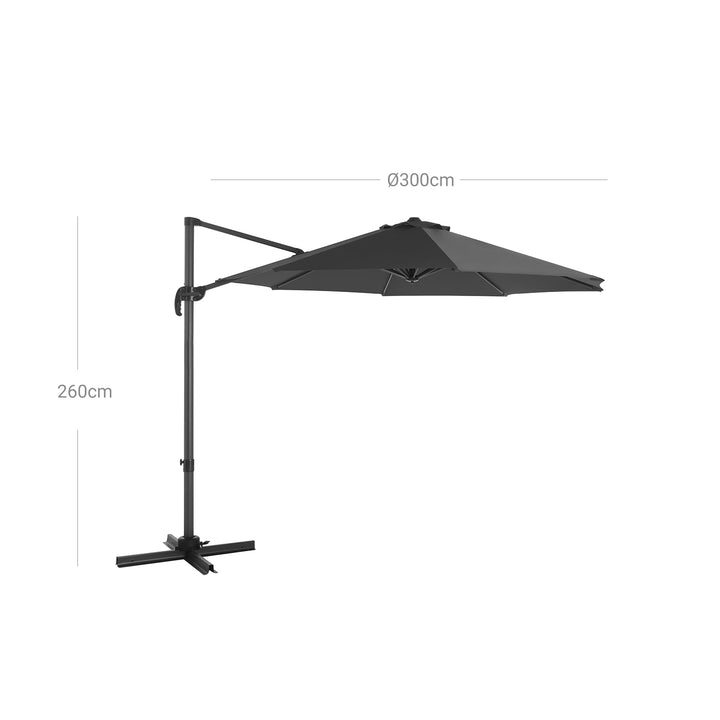 SONGMICS Grey Garden Patio Cantilever Parasol