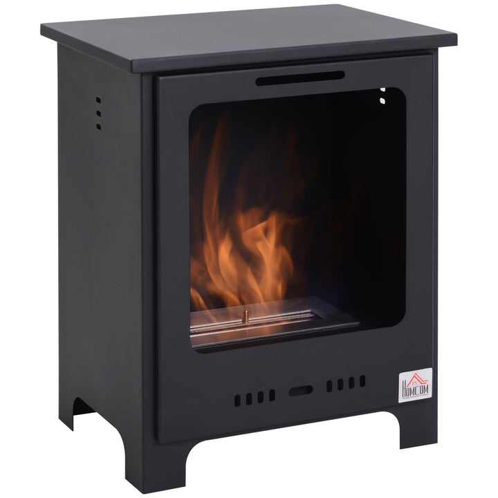 Freestanding Ethanol Fireplace, Bioethanol Fire with 1.5L Tank, 3 Hours Burning Time for Indoor, Black