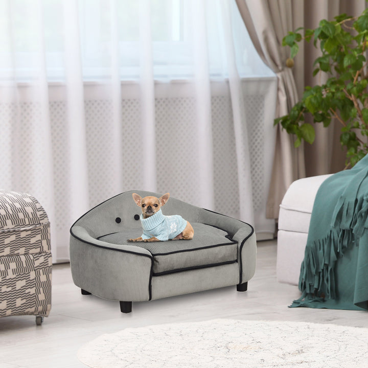 Pet Sofa Couch Small Sized Dog Various Cat Sponge Cushioned Bed Lounge Gray