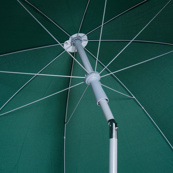 Outsunny Beach Umbrella Parasol,φ2.2m, Steel-Dark Green