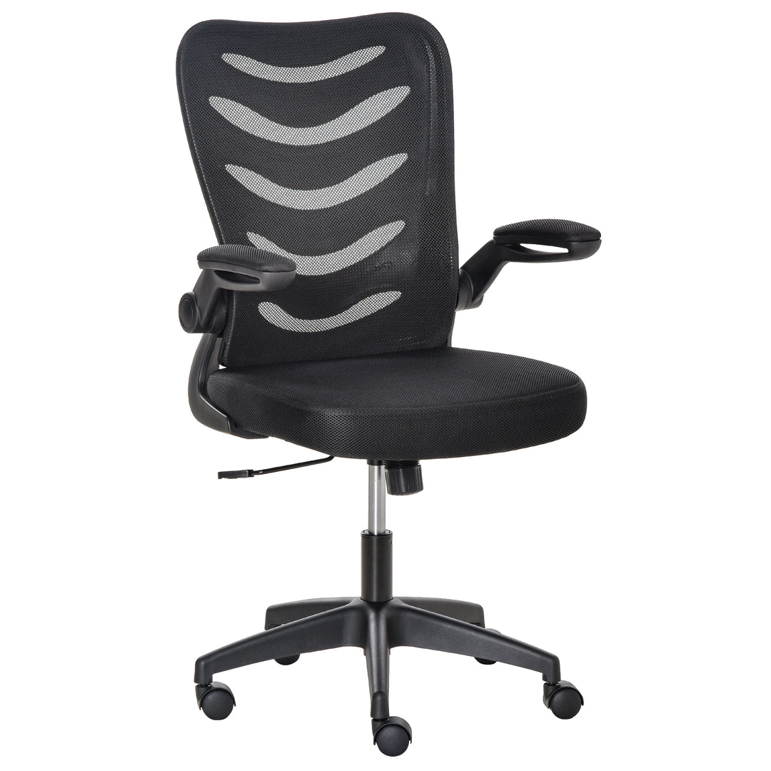 Vinsetto Mesh Swivel Chair for Home Task Desk Chair with Lumbar Back Support, Flip-Up Arm, Adjustable Height, Black