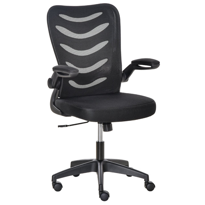 Vinsetto Mesh Swivel Chair for Home Task Desk Chair with Lumbar Back Support, Flip-Up Arm, Adjustable Height, Black