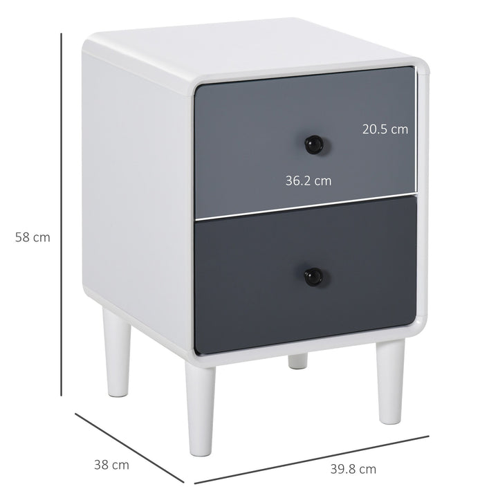 Modern Side Cabinet Nightstand Home Organizer with 2 Storage Drawer Unit for Bedroom, Living Room