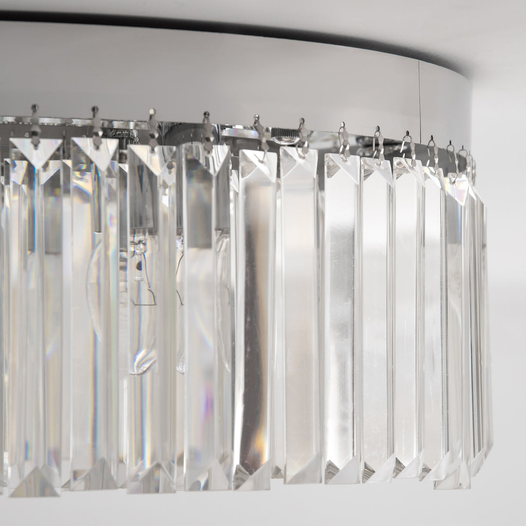 Crystal Ceiling Light Modern Chandeliers w/ Stainless Steel Base 10 Lights Elegant Flush Mount Ceiling Lighting for Living Room, Hallway, Bar