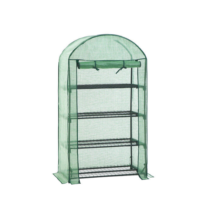 4-tier Small Greenhouse for Plants with Metal Shelves