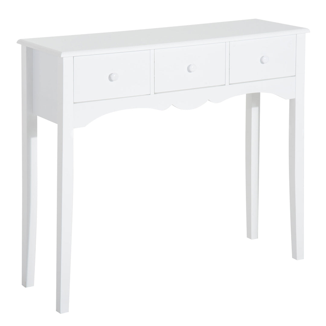 Console Table Modern Sofa Side Desk with 3 Drawers for Living Room Entryway Bedroom White