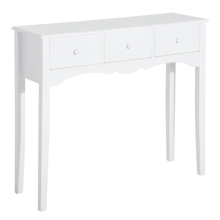 Console Table Modern Sofa Side Desk with 3 Drawers for Living Room Entryway Bedroom White