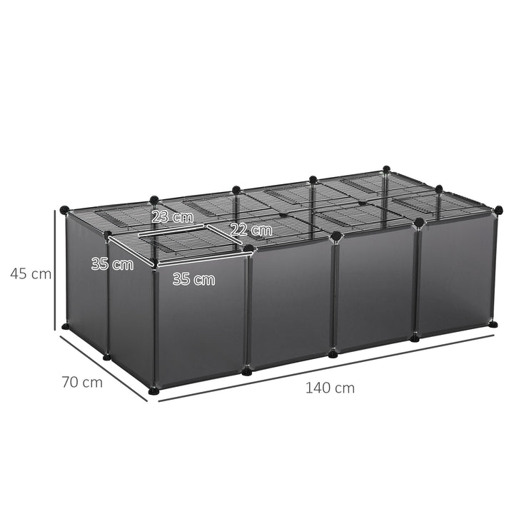 PawHut DIY Pet Playpen with Door Bottom 28 Panels Small Animal Cage for Guinea Pigs, Rabbit, Chinchillas, Grey