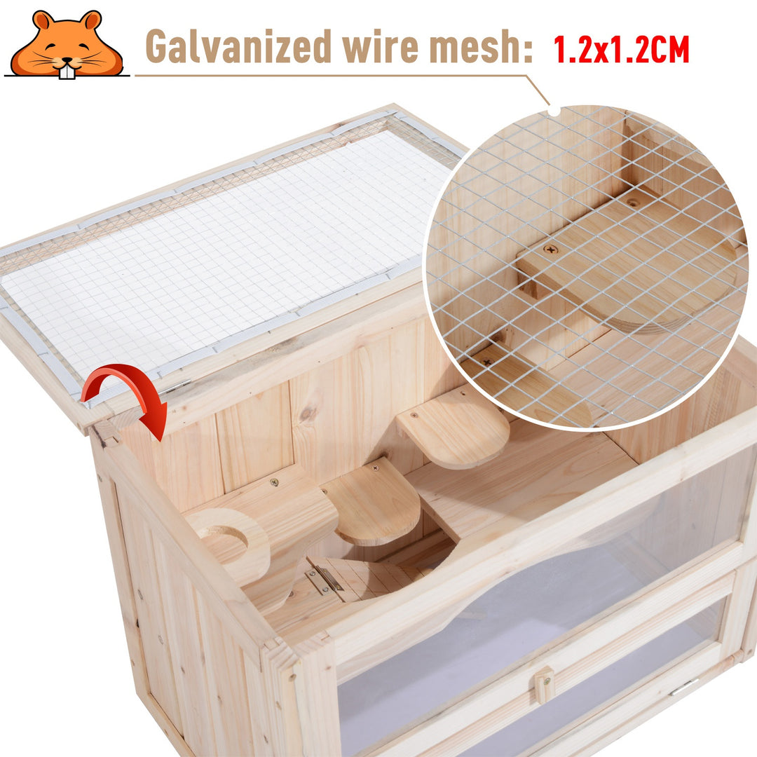 Wooden Hamster Cage Small Animal House Pets at Home, 60 x 35 x 42 cm