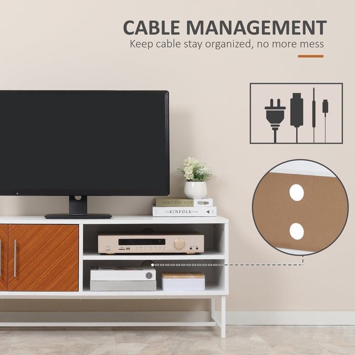 HOMCOM TV Stand with Open Shelves and  Storage Cupboard with Door, Entertainment Center with Cable Holes for TVs up to 50 inches