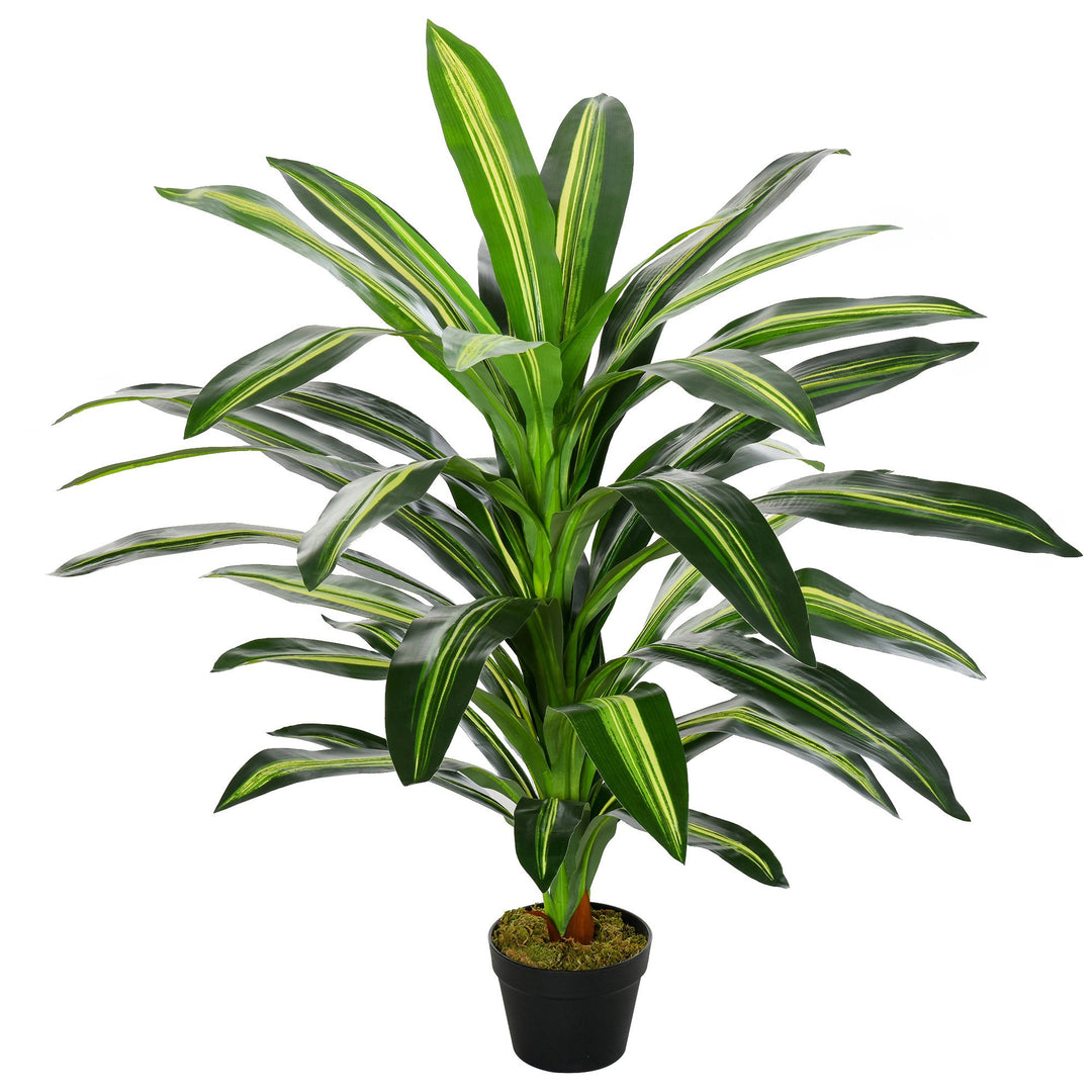 Artificial Dracaena Tree Decorative Plant, Fake Tropical Tree- Green