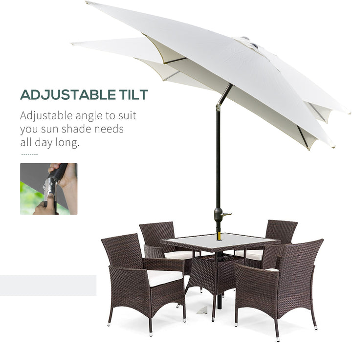 3x2m Garden Parasol Umbrella, Canopy with Aluminum Tilt, Crank Rectangular Sun Shade Steel, Cream White