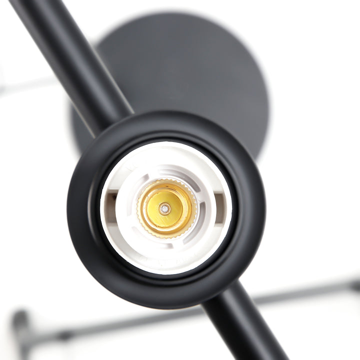 Modern Floor Lamp Metal Frame Sphere Light w/ Pedal Switch Unique Standing Beautiful Furnishing for Home Office Living Room, Black