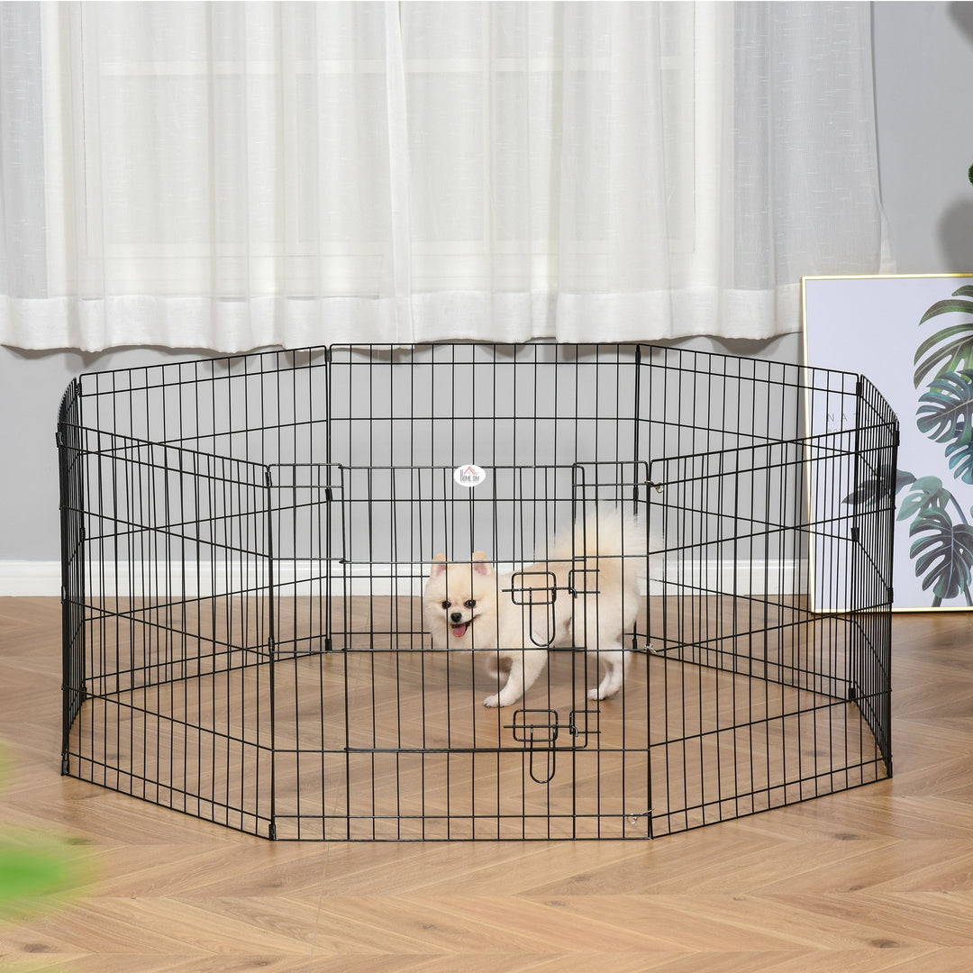 PawHut Pet Cage 8 Panel Metal Small Fence 24-inch