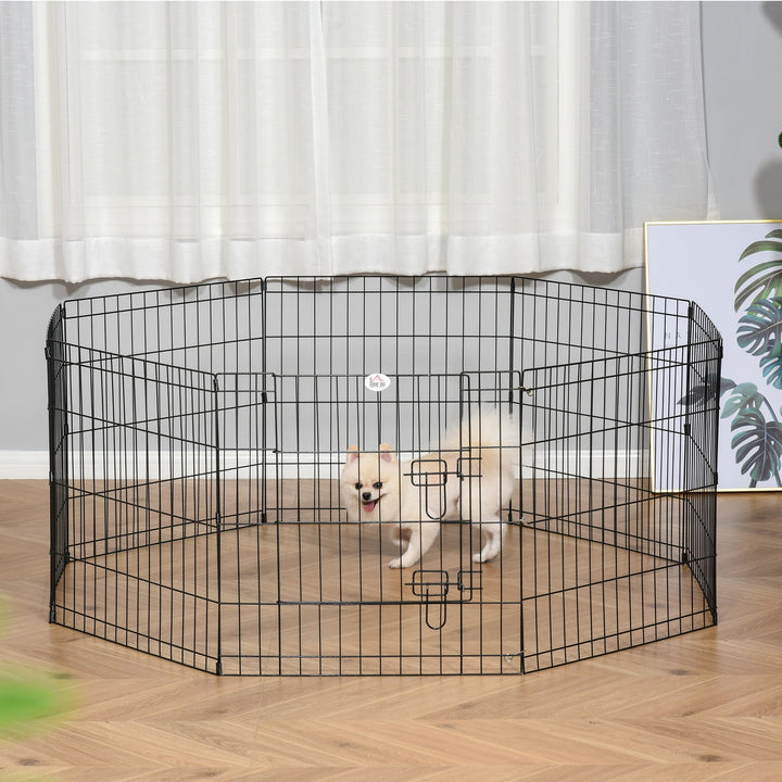 PawHut Pet Cage 8 Panel Metal Small Fence 24-inch