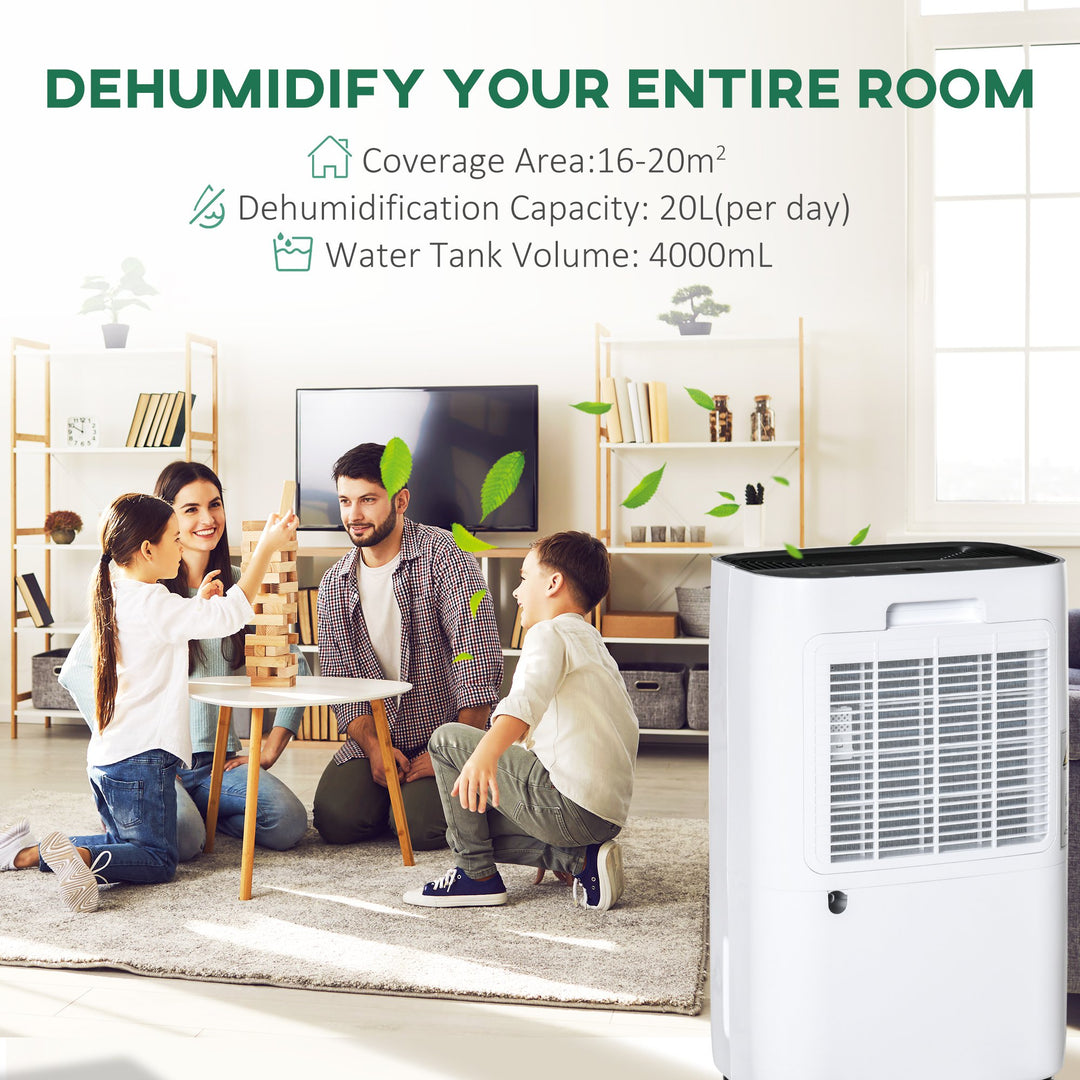 20L/Day 4000ML Portable Quiet Dehumidifier for Home Laundry Room Bedroom Basement, Electric Moisture Air De-Humidifier with 3 Modes