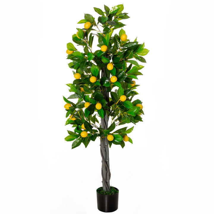 Artificial Lemon Tree Fake Decorative Fruits Plant in Nursery Pot for Indoor Outdoor Décor, 135cm