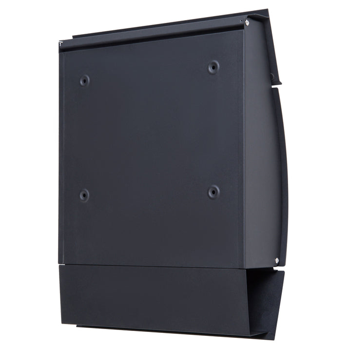 Steel Wall Mounted Mail Box Post Letter Lockable with Waterproof  Lid -  Black