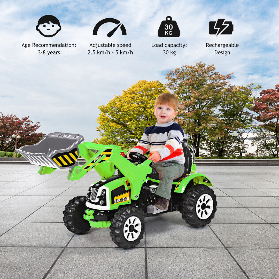 Kids Ride on Excavator with Horn and Safety Belt- Green