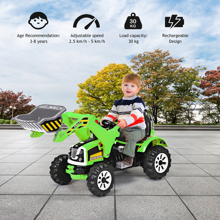 Kids Ride on Excavator with Horn and Safety Belt- Green