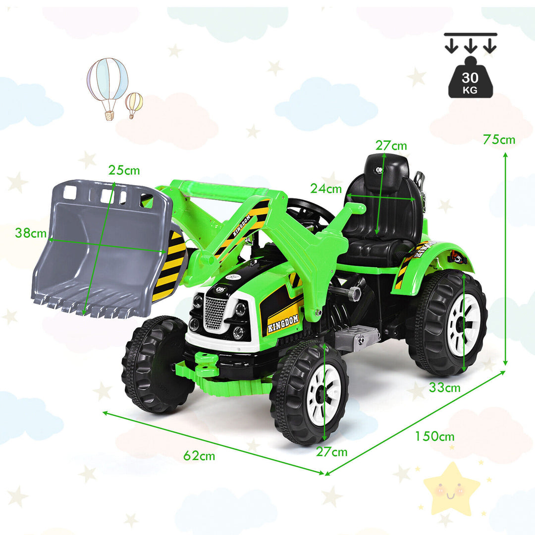Kids Ride on Excavator with Horn and Safety Belt- Green