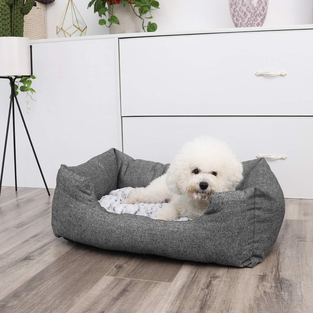 Grey Plush Dog Bed