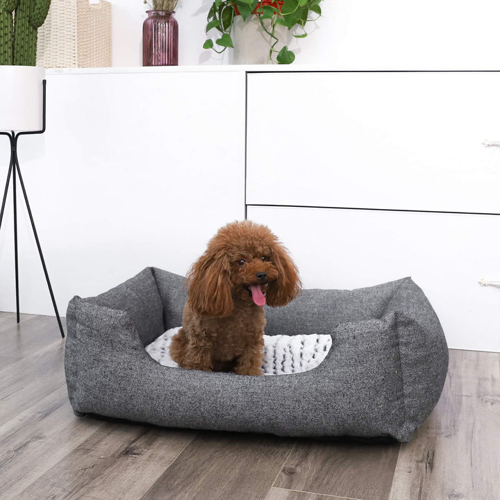 Grey Plush Dog Bed
