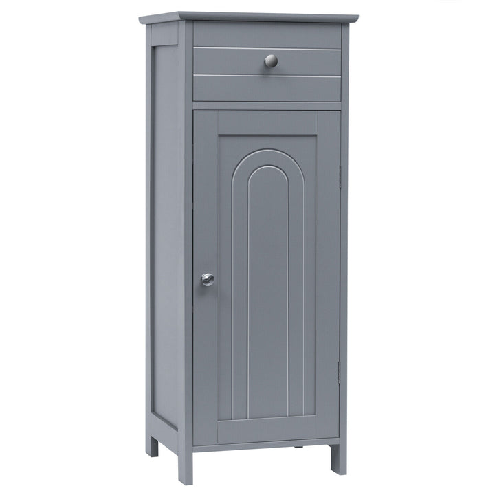 Freestanding Storage Cabinet with Drawer and Adjustable Shelves-Grey