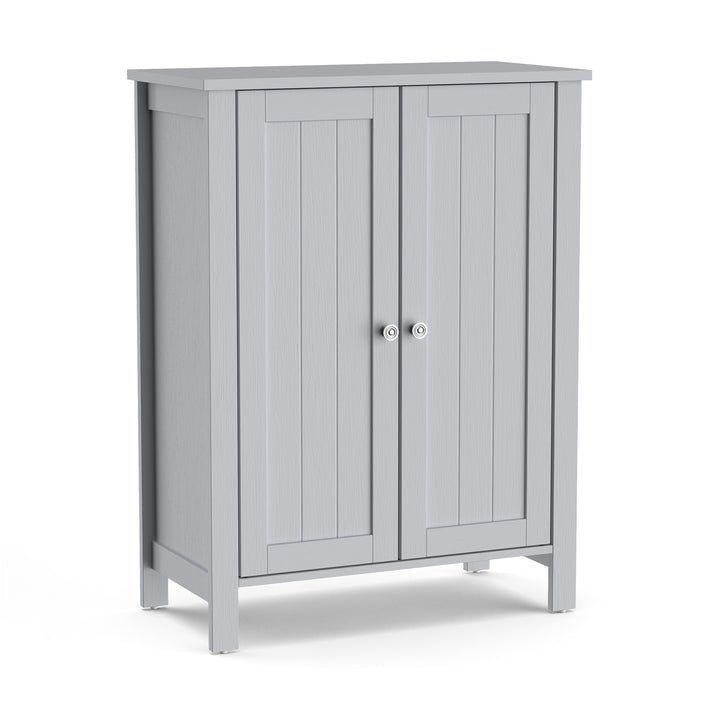 Freestanding Bathroom Floor Cabinet with Adjustable Shelves-Grey