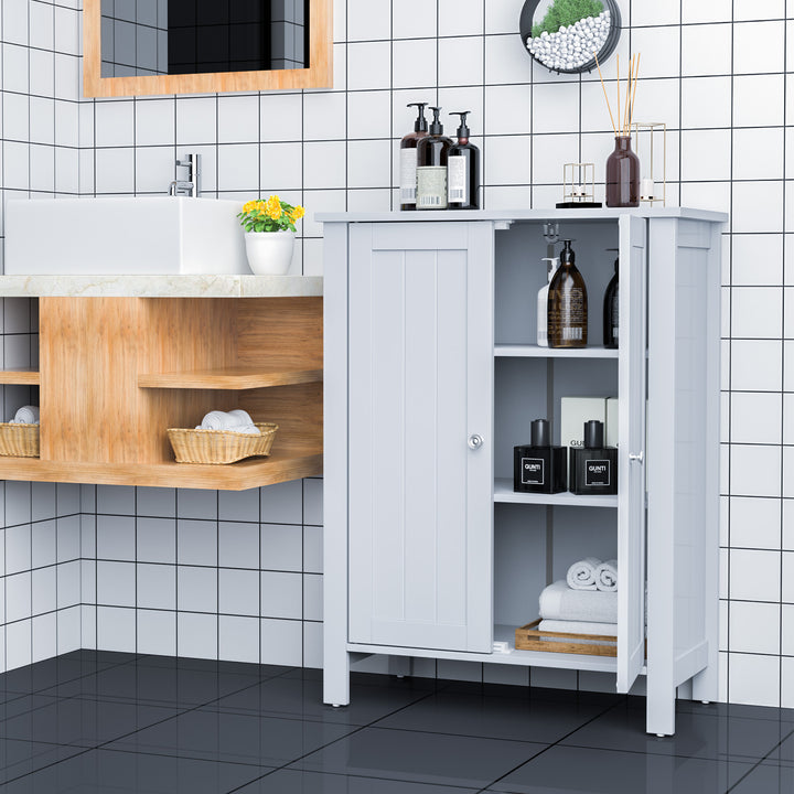 Freestanding Bathroom Floor Cabinet with Adjustable Shelves-Grey